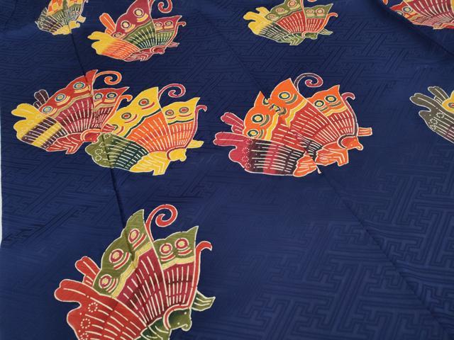 平和屋着物●豪華振袖　作家物　型染め　舞蝶文　金彩　正絹　逸品　CABH2427ut