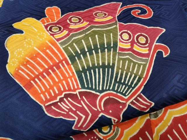 平和屋着物●豪華振袖　作家物　型染め　舞蝶文　金彩　正絹　逸品　CABH2427ut