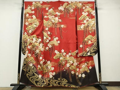 平和屋着物●豪華振袖　流水松藤花文　暈し染め　金彩　鈴乃屋扱い　正絹　逸品　CABH2430ut