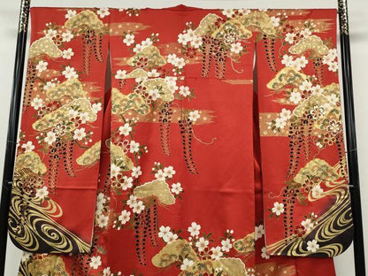 平和屋着物●豪華振袖　流水松藤花文　暈し染め　金彩　鈴乃屋扱い　正絹　逸品　CABH2430ut