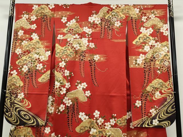 平和屋着物●豪華振袖　流水松藤花文　暈し染め　金彩　鈴乃屋扱い　正絹　逸品　CABH2430ut