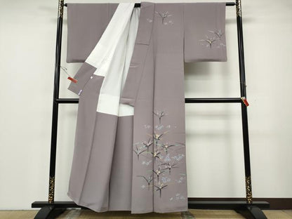 平和屋着物●本加賀友禅作家　毎田健治　訪問着　草花文　正絹　逸品　CABH2432ut