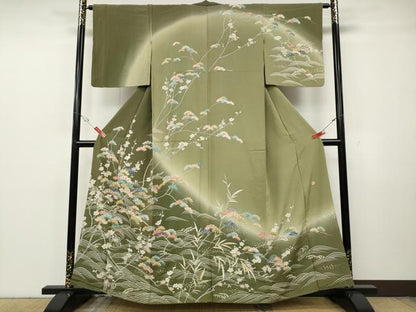 平和屋着物●訪問着　友禅　作家物　立波草花文　暈し染め　正絹　逸品　CABH2436ut