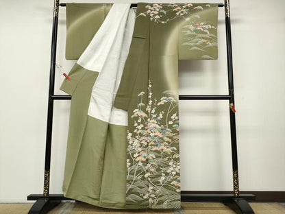 平和屋着物●訪問着　友禅　作家物　立波草花文　暈し染め　正絹　逸品　CABH2436ut