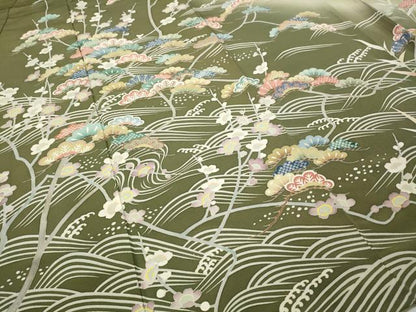 平和屋着物●訪問着　友禅　作家物　立波草花文　暈し染め　正絹　逸品　CABH2436ut