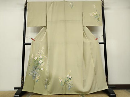 平和屋着物●訪問着　友禅　作家物　竹垣草花文　暈し染め　さが美扱い　正絹　逸品　CABH2437ut