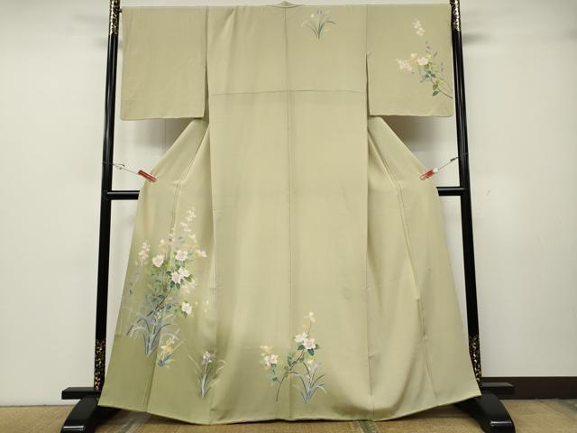 平和屋着物●訪問着　友禅　作家物　竹垣草花文　暈し染め　さが美扱い　正絹　逸品　CABH2437ut