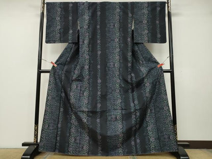 平和屋着物●上質な紬　草花間道　正絹　逸品　未使用　CABH2439ut
