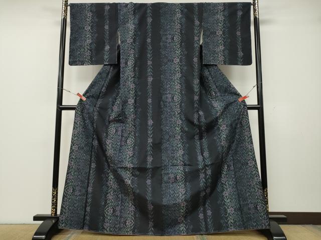 平和屋着物●上質な紬　草花間道　正絹　逸品　未使用　CABH2439ut