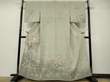 平和屋着物●訪問着　友禅　水車鴛鴦花文　暈し染め　正絹　逸品　CABH2441ut