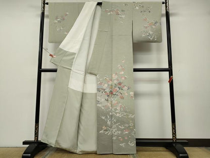 平和屋着物●訪問着　友禅　水車鴛鴦花文　暈し染め　正絹　逸品　CABH2441ut
