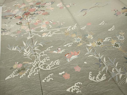 平和屋着物●訪問着　友禅　水車鴛鴦花文　暈し染め　正絹　逸品　CABH2441ut