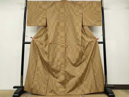 平和屋着物●本場大島紬　変わり格子　ほていや扱い　正絹　逸品　CABH2449ut