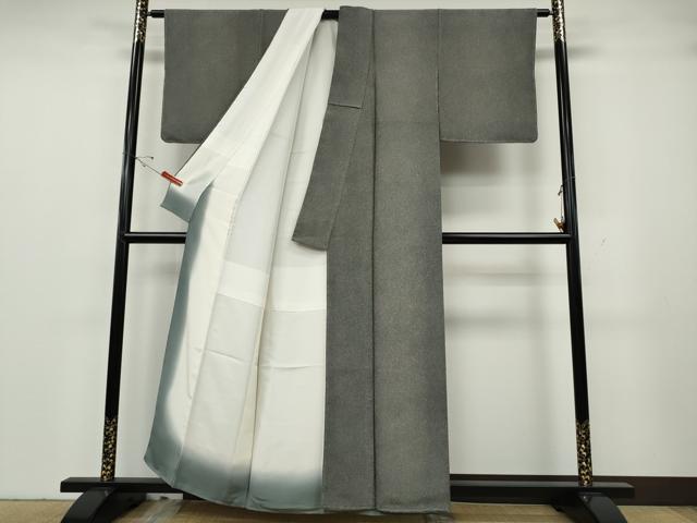 平和屋着物●江戸小紋　鮫小紋柄　黒地　鬼しぼ縮緬　正絹　逸品　未使用　CABH2452ut