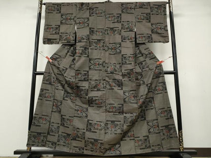 平和屋着物●本場大島紬　9マルキ　エ霞枝花文　正絹　逸品　CABH2454ut