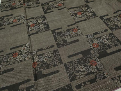 平和屋着物●本場大島紬　9マルキ　エ霞枝花文　正絹　逸品　CABH2454ut