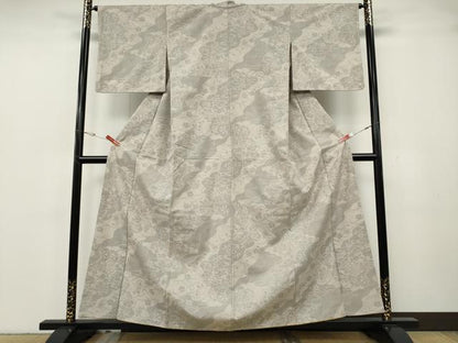 平和屋着物●結城紬　100亀甲　道長花車文　正絹　逸品　CABH2459ut