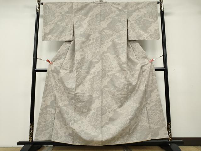 平和屋着物●結城紬　100亀甲　道長花車文　正絹　逸品　CABH2459ut