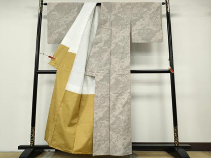 平和屋着物●結城紬　100亀甲　道長花車文　正絹　逸品　CABH2459ut