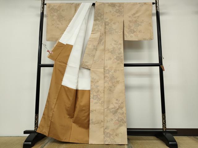 平和屋着物●結城紬　100亀甲　枝花文　正絹　逸品　CABH2460ut
