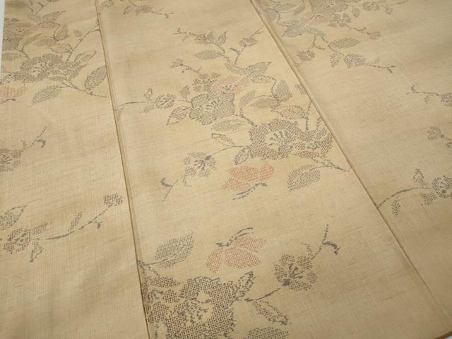 平和屋着物●結城紬　100亀甲　枝花文　正絹　逸品　CABH2460ut