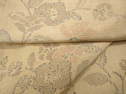 平和屋着物●結城紬　100亀甲　枝花文　正絹　逸品　CABH2460ut