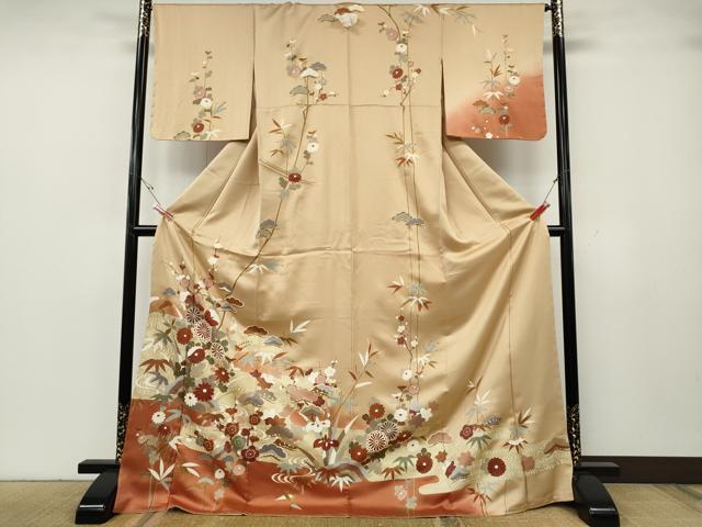 平和屋着物●訪問着　エ霞草花文　金彩　正絹　逸品　未使用　CABH2463ut