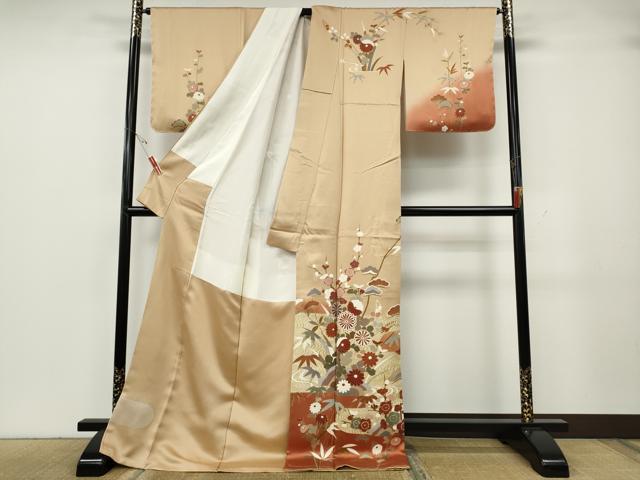 平和屋着物●訪問着　エ霞草花文　金彩　正絹　逸品　未使用　CABH2463ut