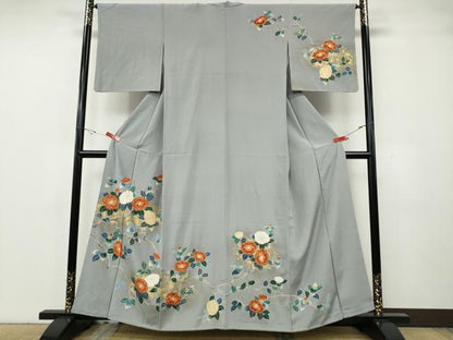 平和屋着物●訪問着　枝椿　金彩　正絹　逸品　CABH2467ut