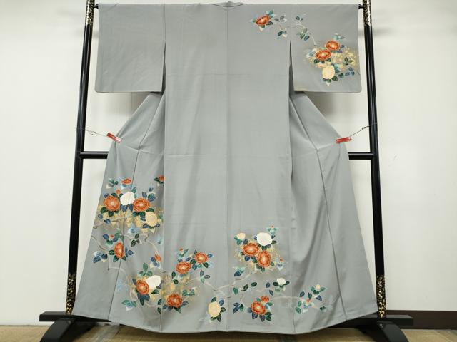 平和屋着物●訪問着　枝椿　金彩　正絹　逸品　CABH2467ut