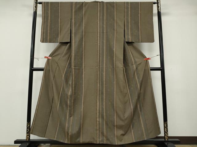 平和屋着物●結城紬　奥順　はたおり娘　80亀甲　間道　正絹　逸品　CABH2475ut