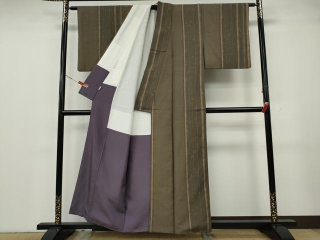 平和屋着物●結城紬　奥順　はたおり娘　80亀甲　間道　正絹　逸品　CABH2475ut