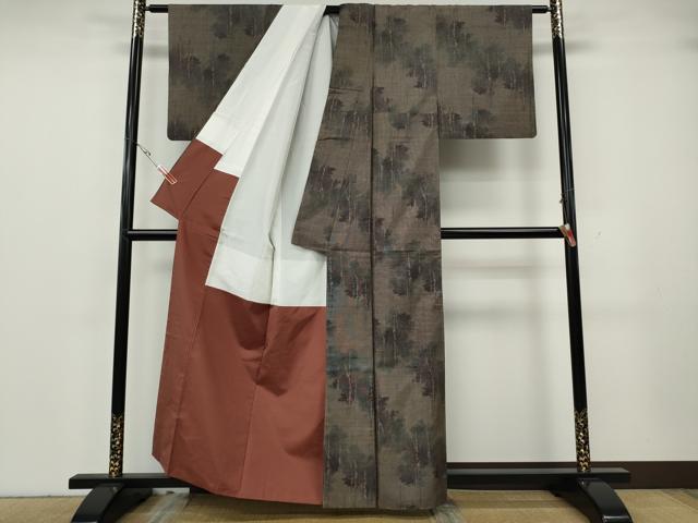 平和屋着物●本場大島紬　9マルキ　樹林文　正絹　逸品　CABH2478ut