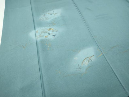 平和屋着物●訪問着　駒刺繍　竹垣流水枝花文　金彩　正絹　逸品　CABH2479ut