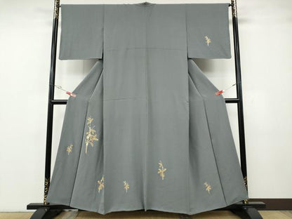 平和屋着物●訪問着　総刺繍　駒刺繍　笹竹文　健勝苑扱い　正絹　逸品　CABH2480ut