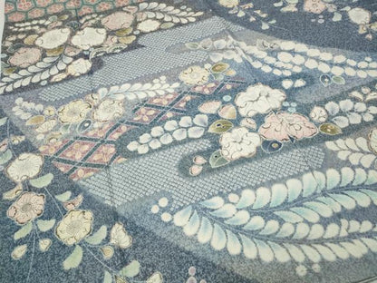 平和屋着物●訪問着　作家物　辻が花　絞り　金通し地　正絹　逸品　CABH2481ut