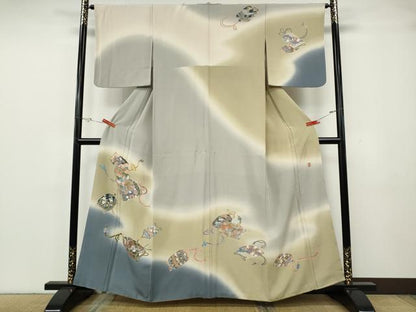 平和屋着物●十日町　加賀草木友禅の第一人者　田村哲彦　訪問着　仕覆鳳凰花文　暈し染め　正絹　逸品　CABH2484ut