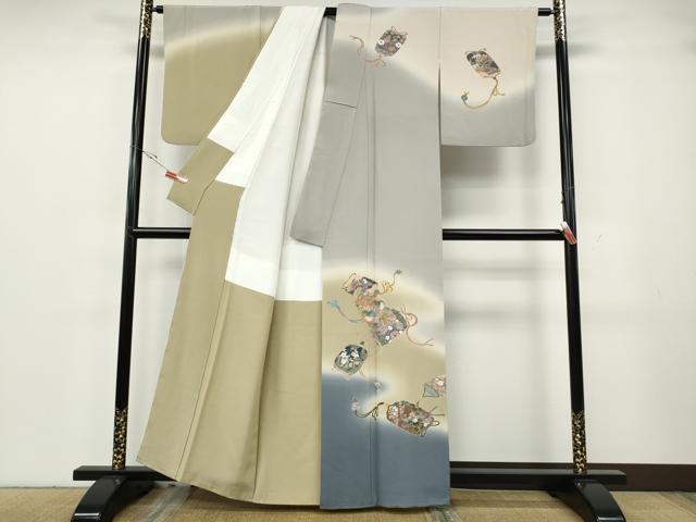平和屋着物●十日町　加賀草木友禅の第一人者　田村哲彦　訪問着　仕覆鳳凰花文　暈し染め　正絹　逸品　CABH2484ut