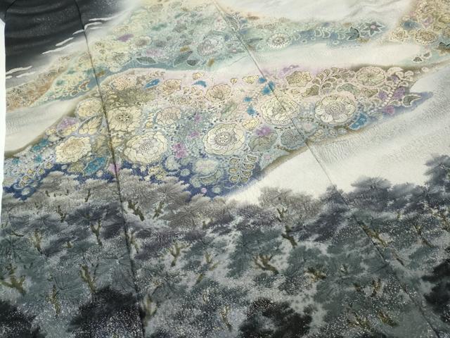 平和屋着物●吉乃一廉　幻の辻が花　訪問着　辻が花　絞り　遠山文　暈し染め　銀通し地　正絹　逸品　CABH2488ut