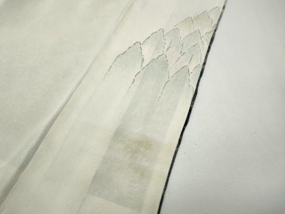 平和屋着物●吉乃一廉　幻の辻が花　訪問着　辻が花　絞り　遠山文　暈し染め　銀通し地　正絹　逸品　CABH2488ut