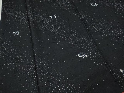 平和屋着物●小紋　兎斜線文　黒地　洗える着物　CABH2491ut