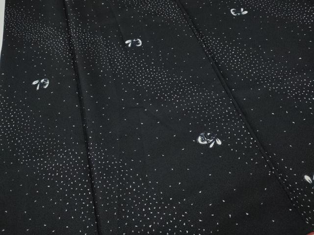 平和屋着物●小紋　兎斜線文　黒地　洗える着物　CABH2491ut