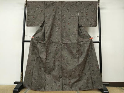 平和屋着物●本場大島紬　7マルキ　枝花文　正絹　逸品　CABH2496ut