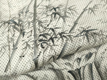 平和屋着物●訪問着　本場染大島紬　白大島　7マルキ　手描き　刺繍　滝　笹竹文　正絹　逸品　CABH2497ut