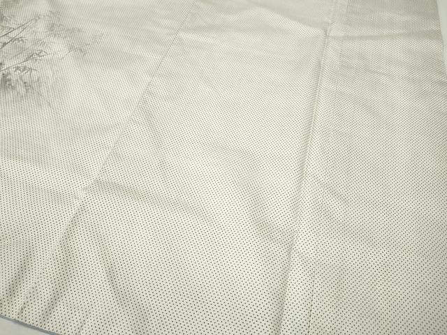 平和屋着物●訪問着　本場染大島紬　白大島　7マルキ　手描き　刺繍　滝　笹竹文　正絹　逸品　CABH2497ut