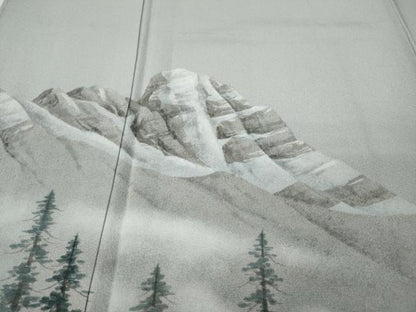 平和屋着物●日本画家　水嶋征夫　訪問着　手描き　遠山樹林文　暈し染め　まるやま扱い　正絹　逸品　CABH2500ut