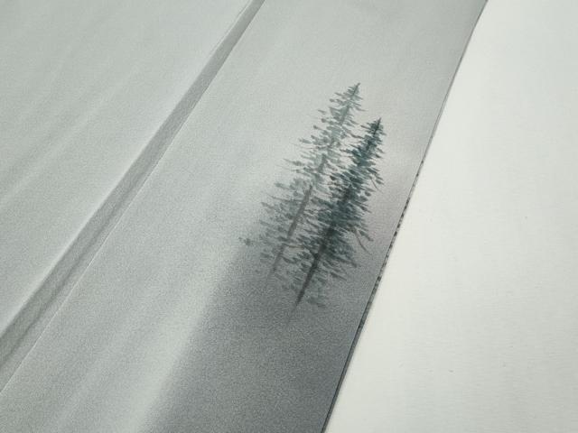 平和屋着物●日本画家　水嶋征夫　訪問着　手描き　遠山樹林文　暈し染め　まるやま扱い　正絹　逸品　CABH2500ut