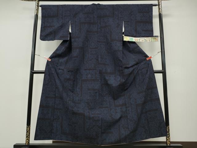 平和屋着物●手織結城紬　80亀甲　吉祥文　証紙付き　正絹　逸品　CABH2505ut