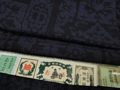 平和屋着物●手織結城紬　80亀甲　吉祥文　証紙付き　正絹　逸品　CABH2505ut