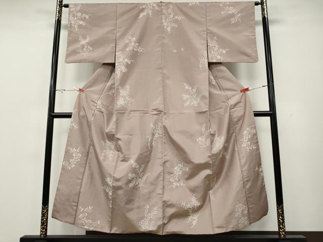 平和屋着物●上質な小紋　紬地　草花文　正絹　逸品　CABH2508ut
